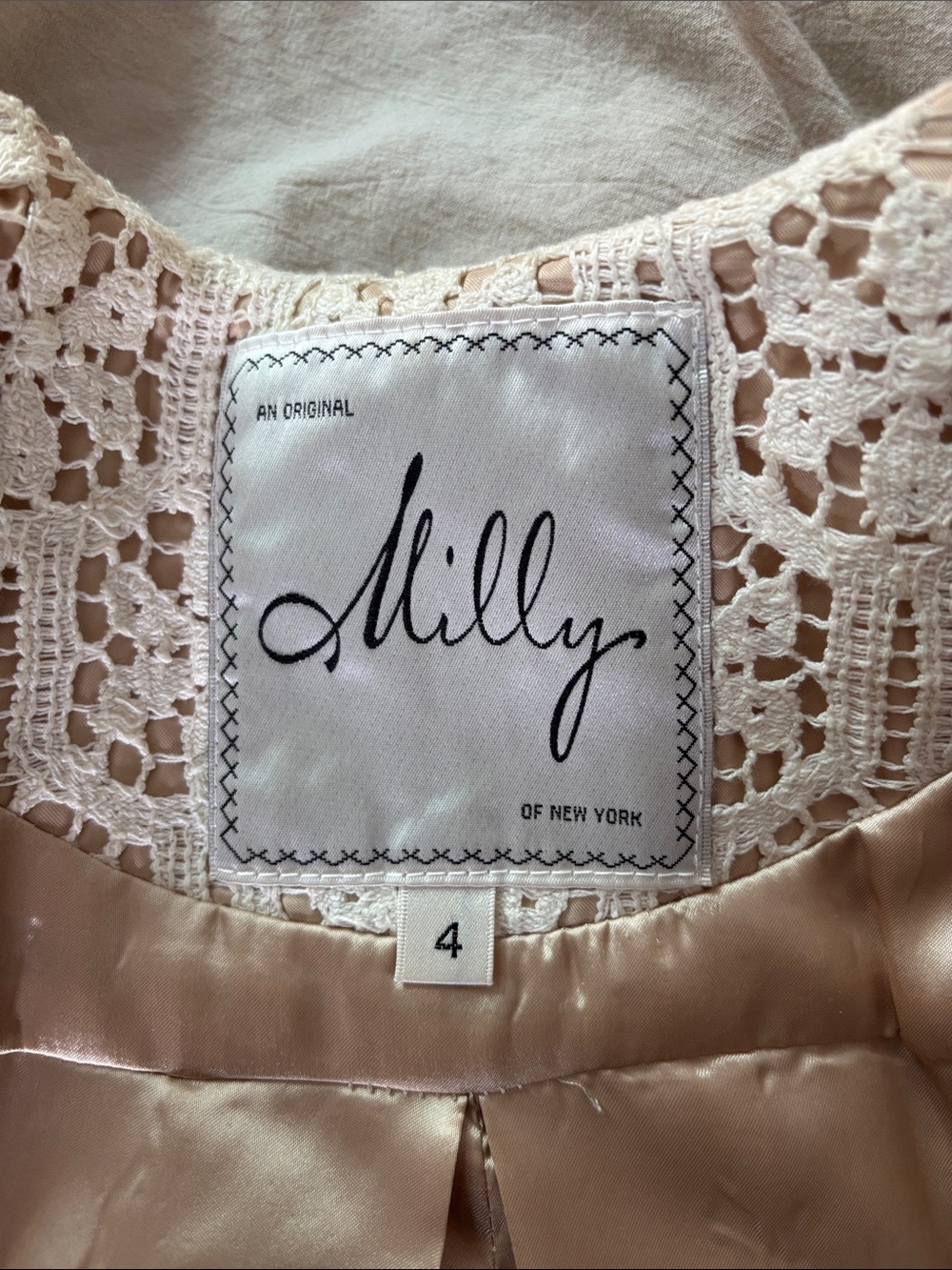 Milly Ivory Floral Lace Open-Front Short Sleeve Jacket - Vintage circa 80s - Picture 5 of 5